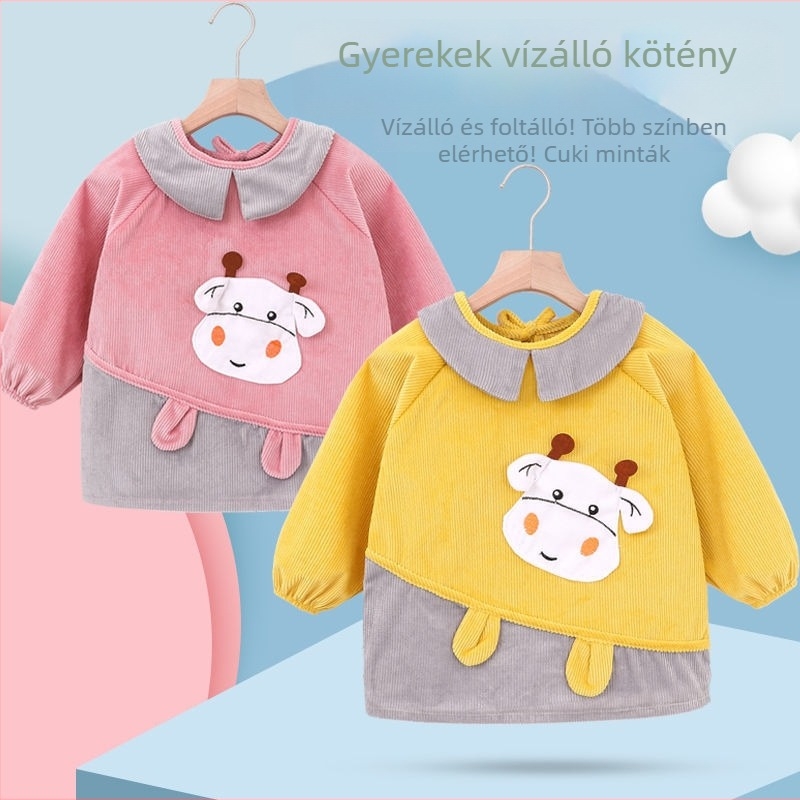 Etető kötény babáknak és kisgyermekeknek, korduroy-poliészter anyag, 1–3 évesek (80–100 cm), tavasz 2025