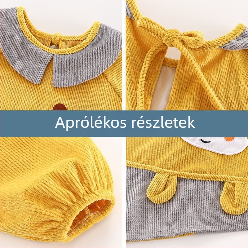 Etető kötény babáknak és kisgyermekeknek, korduroy-poliészter anyag, 1–3 évesek (80–100 cm), tavasz 2025