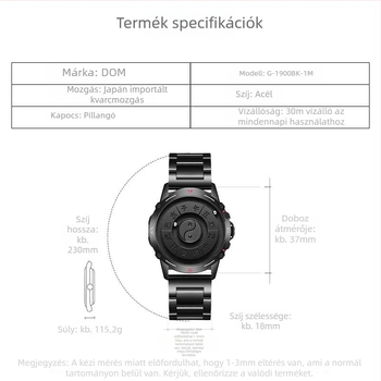 Női karóra mágneses levitációs golyó kijelzővel, kvarc Miyota Y121, 30 m vízállóság