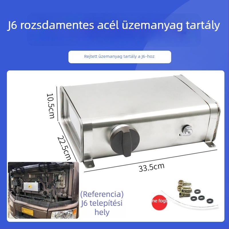 Teherautó dízelfűtéses üzemanyag-tartály rozsdamentes acélból, parkolófűtővel, külső megnagyobbított olajtartály