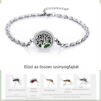 Ötvözetből készült bokalánc, levél alakú, illóolaj-diffúzor, állítható, szúnyogriasztó