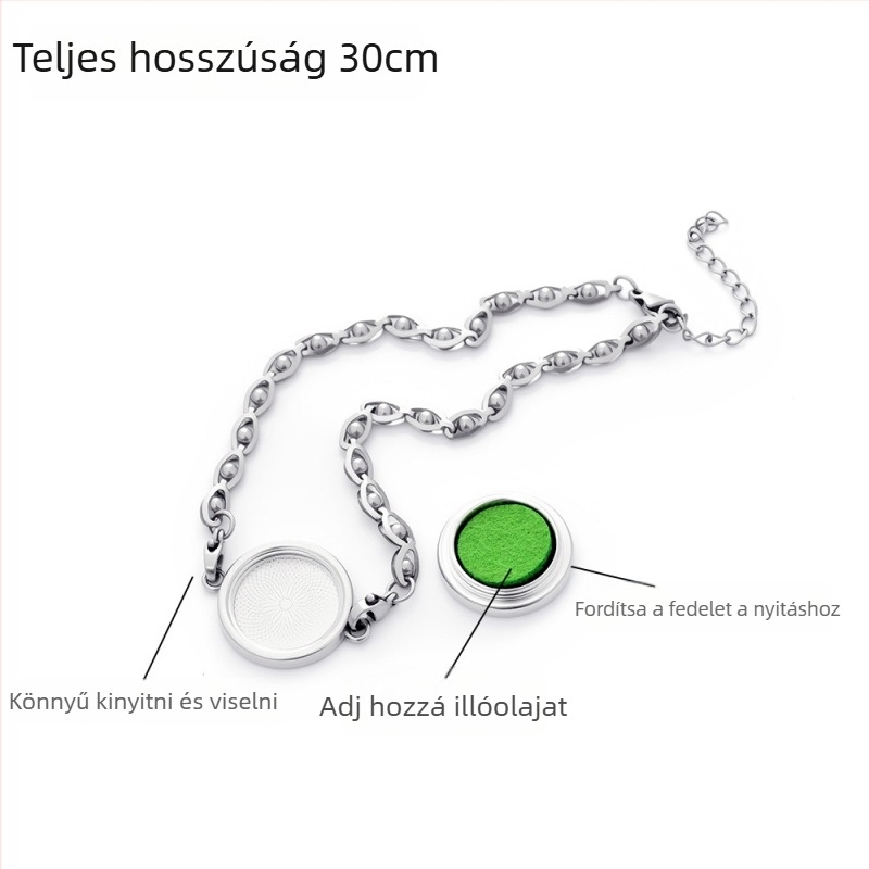 Ötvözetből készült bokalánc, levél alakú, illóolaj-diffúzor, állítható, szúnyogriasztó