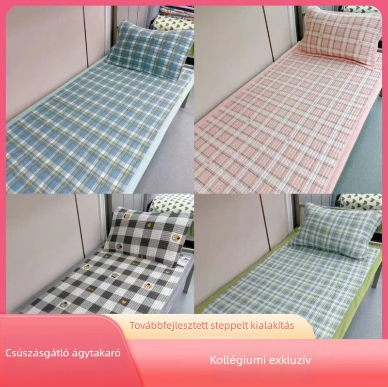 90x200 cm-es egyágyas kollégiumi ágyneműhuzat, csúszásmentes, steppelt