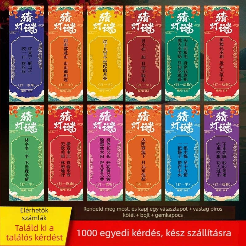 Holdfesztivál rejtvénykártya készlet – papír, négyzet alakú, DIY, etnikus stílus