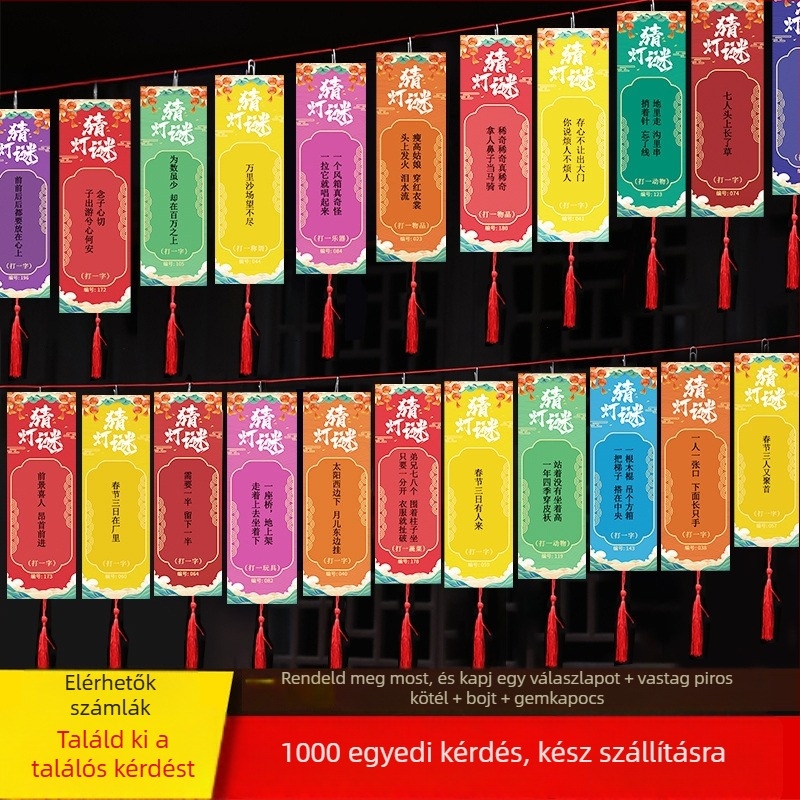 Holdfesztivál rejtvénykártya készlet – papír, négyzet alakú, DIY, etnikus stílus