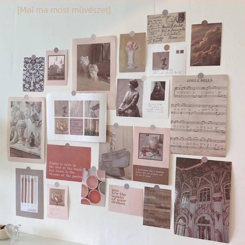 Fali matricák készlet, retro nosztalgikus, sík falikép stílus, nappaliban használható, minta 111407, több mint 5 darab, anyag: papír