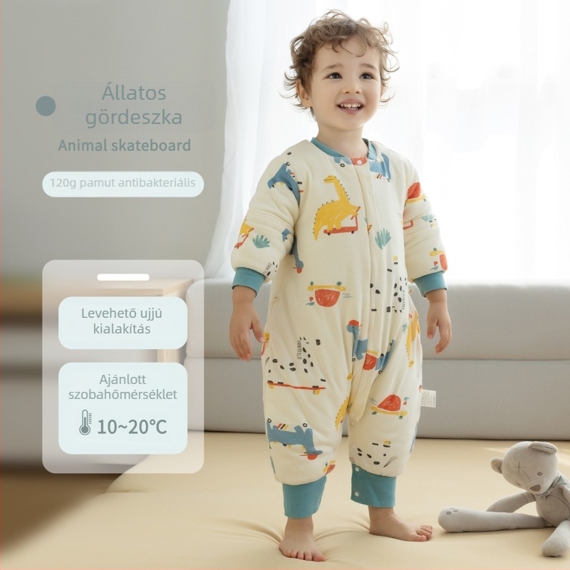 Új A-osztályú baba hálózsák őszi–téli időszakra, vastag pamut (95% feletti), klímás szobákhoz, gyerekeknek osztott lábú hálózsák