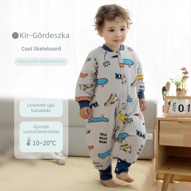 Új A-osztályú baba hálózsák őszi–téli időszakra, vastag pamut (95% feletti), klímás szobákhoz, gyerekeknek osztott lábú hálózsák