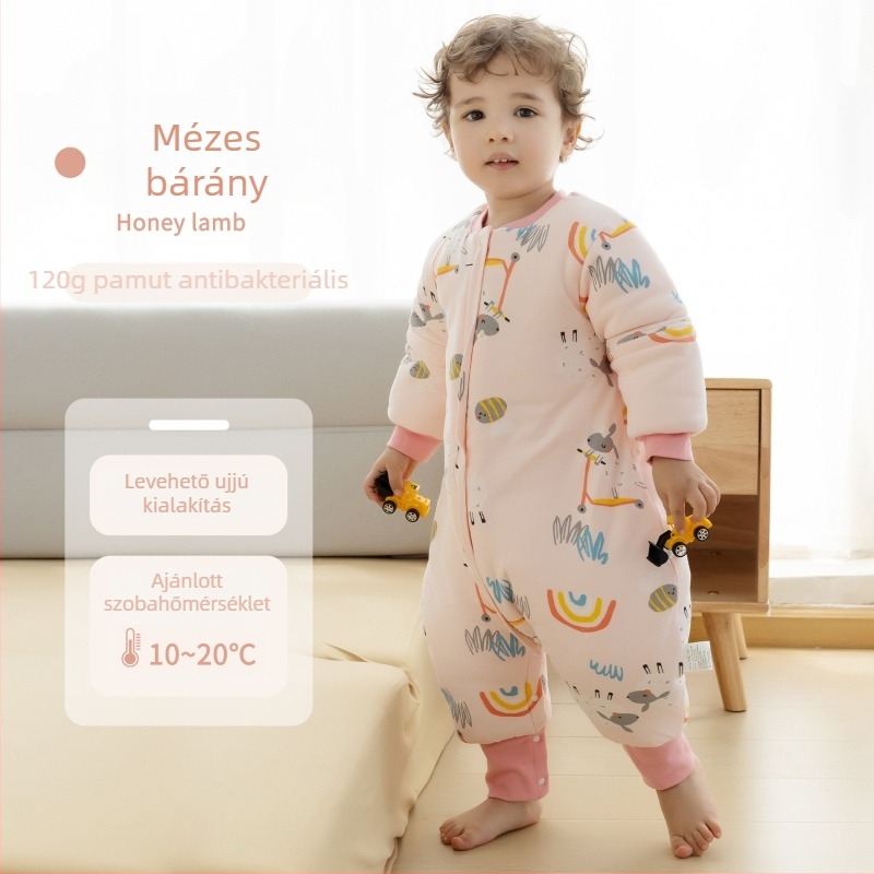 Új A-osztályú baba hálózsák őszi–téli időszakra, vastag pamut (95% feletti), klímás szobákhoz, gyerekeknek osztott lábú hálózsák