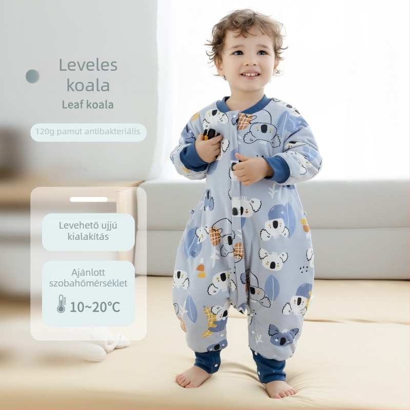 Új A-osztályú baba hálózsák őszi–téli időszakra, vastag pamut (95% feletti), klímás szobákhoz, gyerekeknek osztott lábú hálózsák