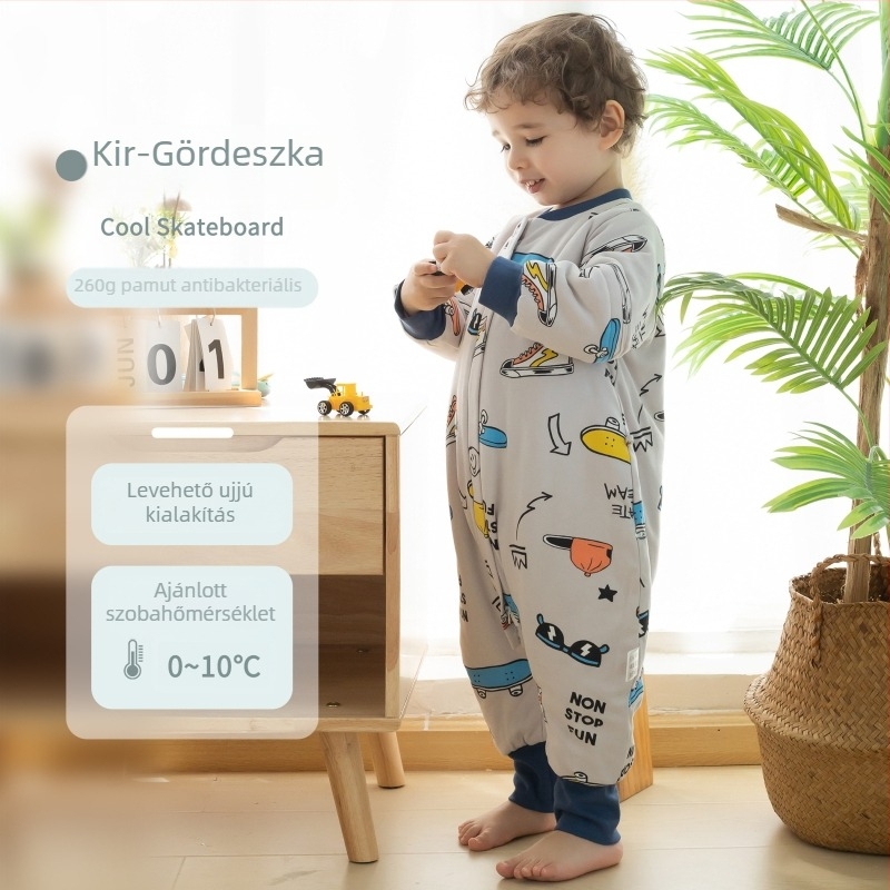 Új A-osztályú baba hálózsák őszi–téli időszakra, vastag pamut (95% feletti), klímás szobákhoz, gyerekeknek osztott lábú hálózsák