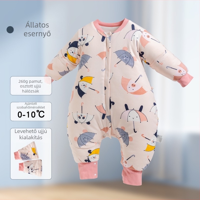 Új A-osztályú baba hálózsák őszi–téli időszakra, vastag pamut (95% feletti), klímás szobákhoz, gyerekeknek osztott lábú hálózsák