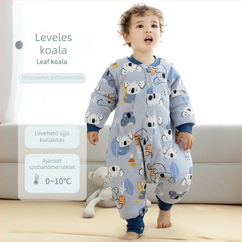 Új A-osztályú baba hálózsák őszi–téli időszakra, vastag pamut (95% feletti), klímás szobákhoz, gyerekeknek osztott lábú hálózsák
