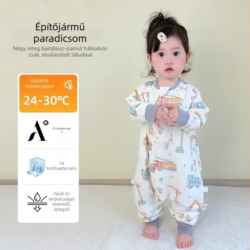 Baba hálózsák elválasztott lábakkal, bambuszrost anyagból, pamut töltettel, antibakteriális, nyár–tavasz–ősz használatra