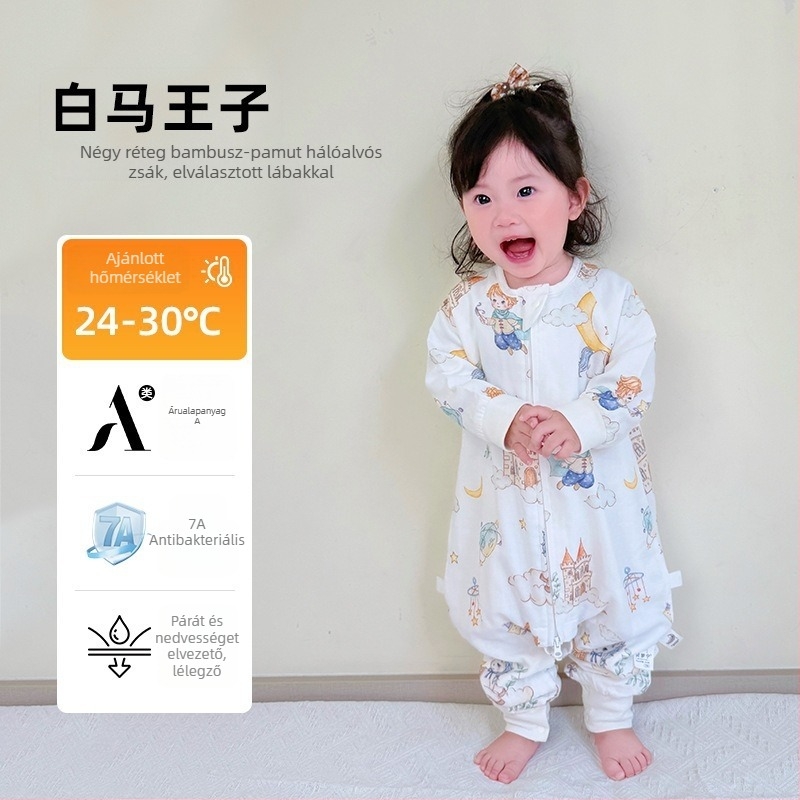 Baba hálózsák elválasztott lábakkal, bambuszrost anyagból, pamut töltettel, antibakteriális, nyár–tavasz–ősz használatra