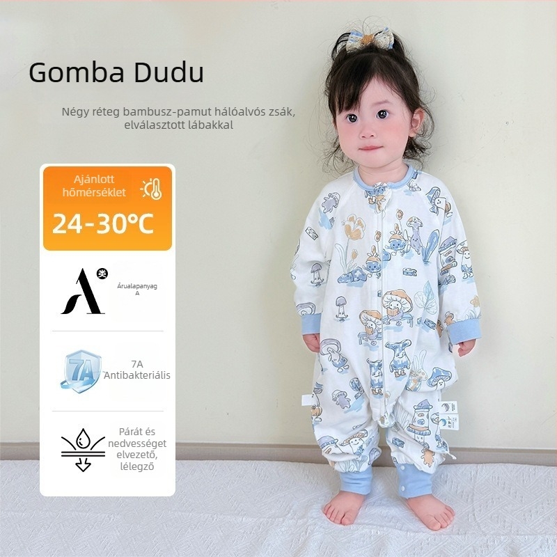 Baba hálózsák elválasztott lábakkal, bambuszrost anyagból, pamut töltettel, antibakteriális, nyár–tavasz–ősz használatra