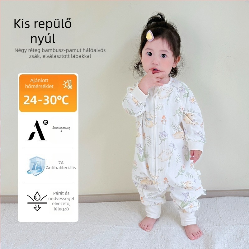 Baba hálózsák elválasztott lábakkal, bambuszrost anyagból, pamut töltettel, antibakteriális, nyár–tavasz–ősz használatra