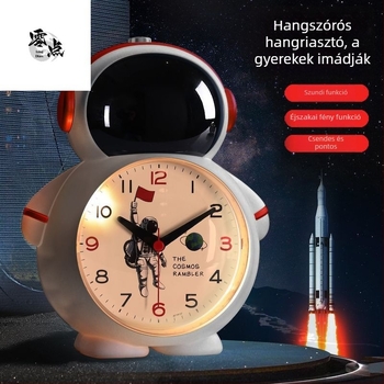 Űrhajós hangos ébresztő gyerekeknek – kerek ABS ház, mechanikus működés, mutató kijelző, szárazelemű tápellátás