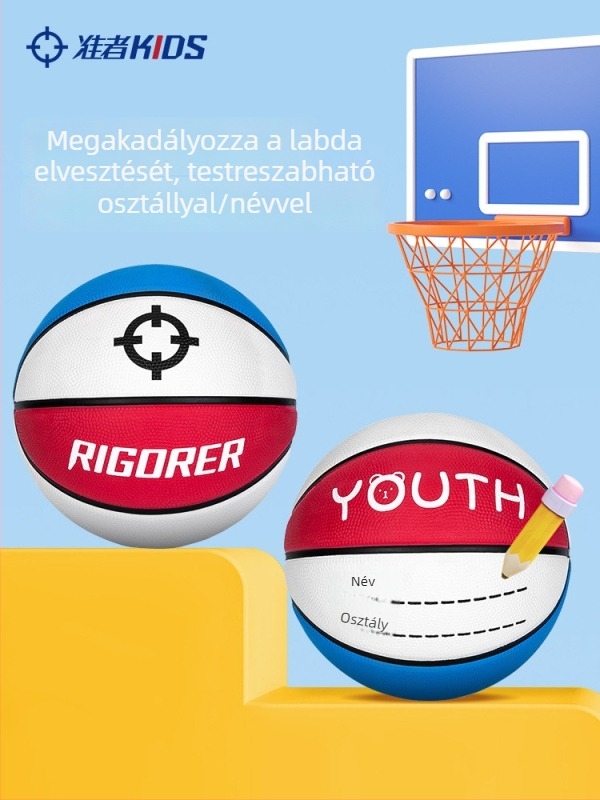 Kültéri edzésre tervezett gyerekeknek szánt kosárlabda, méret 5, kék, kopásálló, óvoda és általános iskola korosztályának.