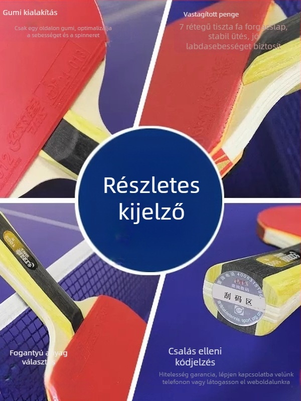 Dhs asztaliteniszütő — tiszta fa penge, ragasztó-ellenálló gumi, horizontális ütés, egyes készlet