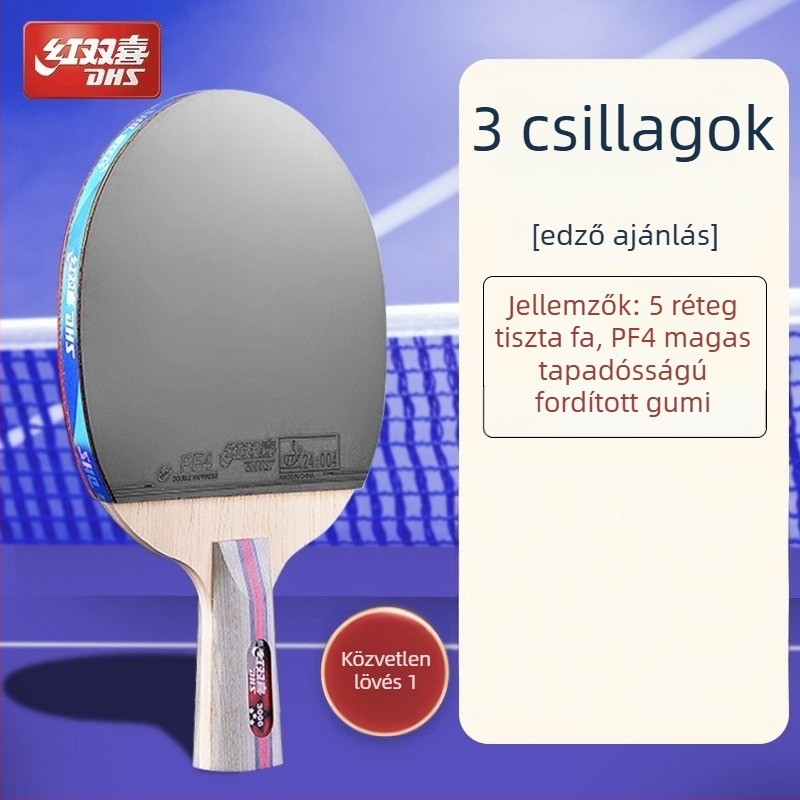 Dhs asztaliteniszütő — tiszta fa penge, ragasztó-ellenálló gumi, horizontális ütés, egyes készlet