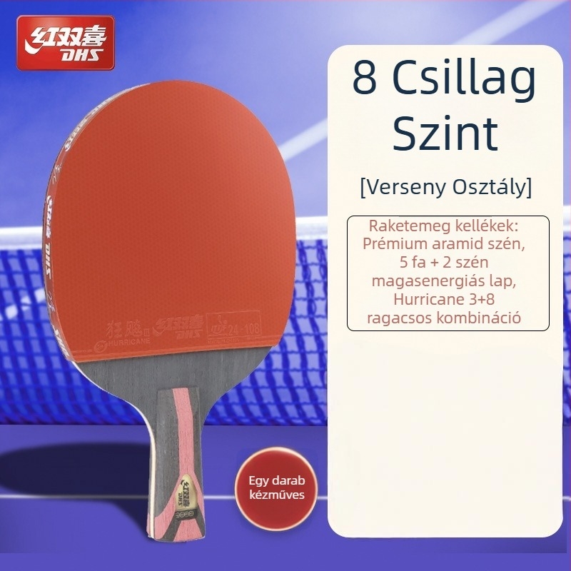 Dhs asztaliteniszütő — tiszta fa penge, ragasztó-ellenálló gumi, horizontális ütés, egyes készlet