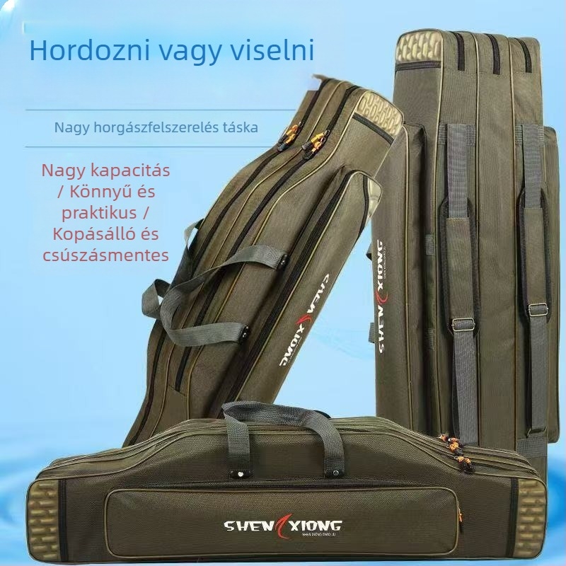 Vastagított vízálló horgászbot táska, három rétegű, nagy méretű tengeri botokhoz
