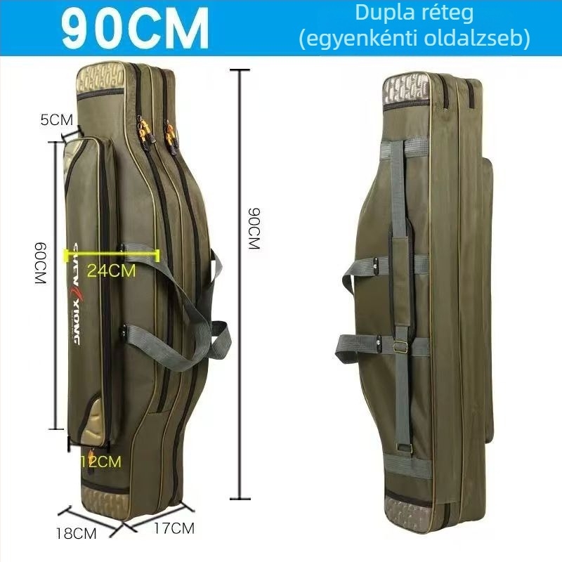 Vastagított vízálló horgászbot táska, három rétegű, nagy méretű tengeri botokhoz