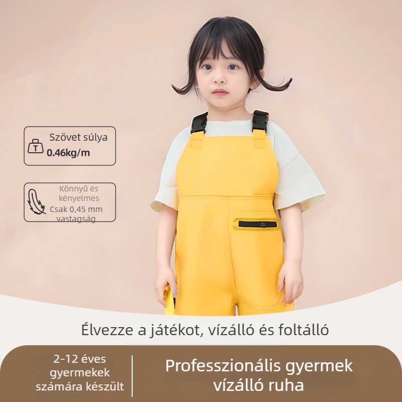 Gyerekeknek vízálló egyrészes waders öltözet vízi játékokhoz, esőcsizmával és esőnadrággal, horgászruha