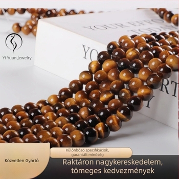 Természetes tigrisszem gyöngyök — kerek, szabad gyöngyök DIY ékszerekhez, félkész karkötő alkatrészek