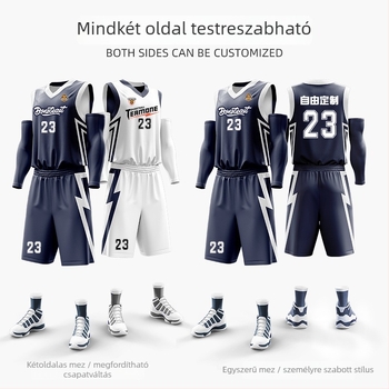Kétoldalú digitális nyomtatású kosárlabda felső készlet, uniszex, nyár, ujjatlan, V-nyakú, gyorsan száradó, lélegző