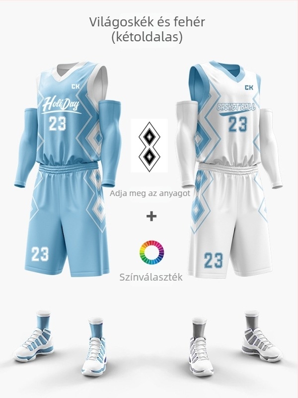 Kétoldalú digitális nyomtatású kosárlabda felső készlet, uniszex, nyár, ujjatlan, V-nyakú, gyorsan száradó, lélegző