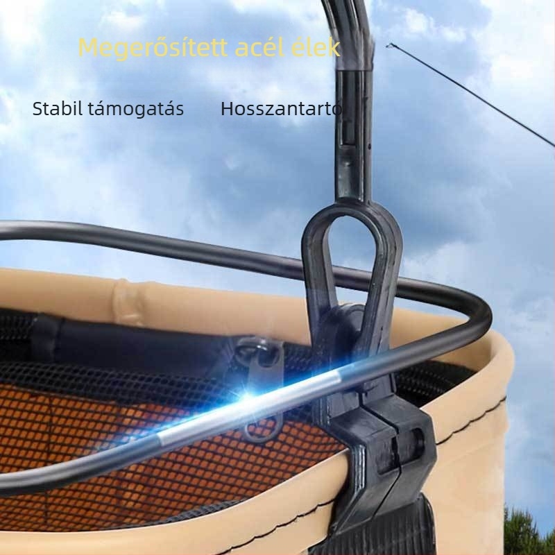 Összecsukható, hordozható halas vödör, többfunkciós kültéri használatra; anyag: vastagított EVA; bruttó súly: 400 g