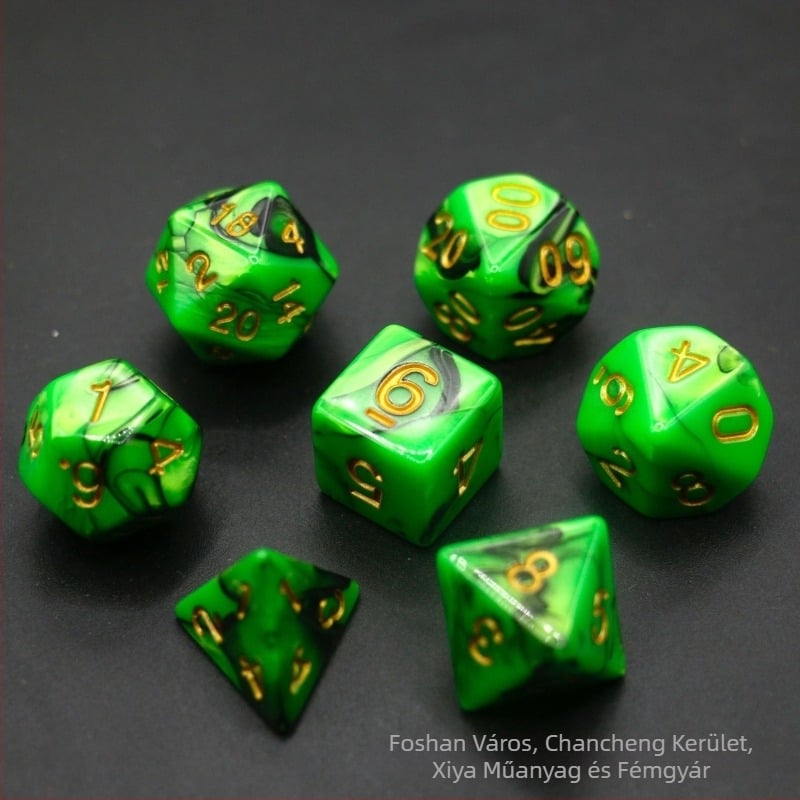 Elegáns 7 darabos D&D dobókocka készlet, akril poliedrikus kockák kerekített sarkokkal asztali RPG-hez