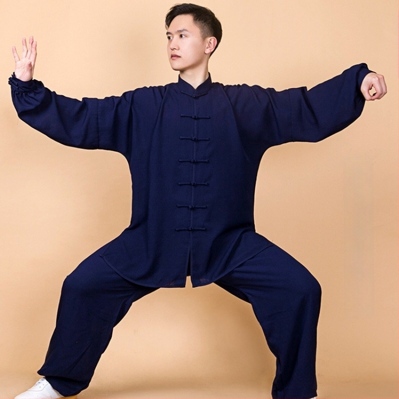 Férfi Taijiquan edzésruha — kendermintájú szövet vinylon összetétellel, bélés: kenderméből és 71-80% poliészter