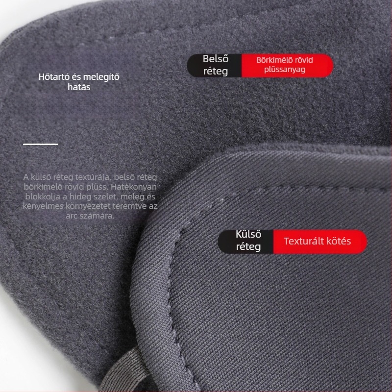 Téli kerékpáros maszk, pamutból, uniszex, hímzett logóval, porálló