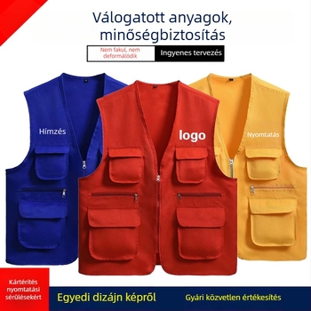 Magas minőségű önkéntes munka mellény testreszabott logóval és nyomtatott szöveggel, több zsebbel