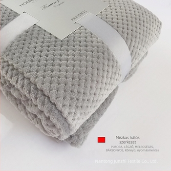 Korall fleece pléd, poliészter 300 g/m², tavasz–ősz, 3-5% zsugorodás, testreszabható feldolgozás