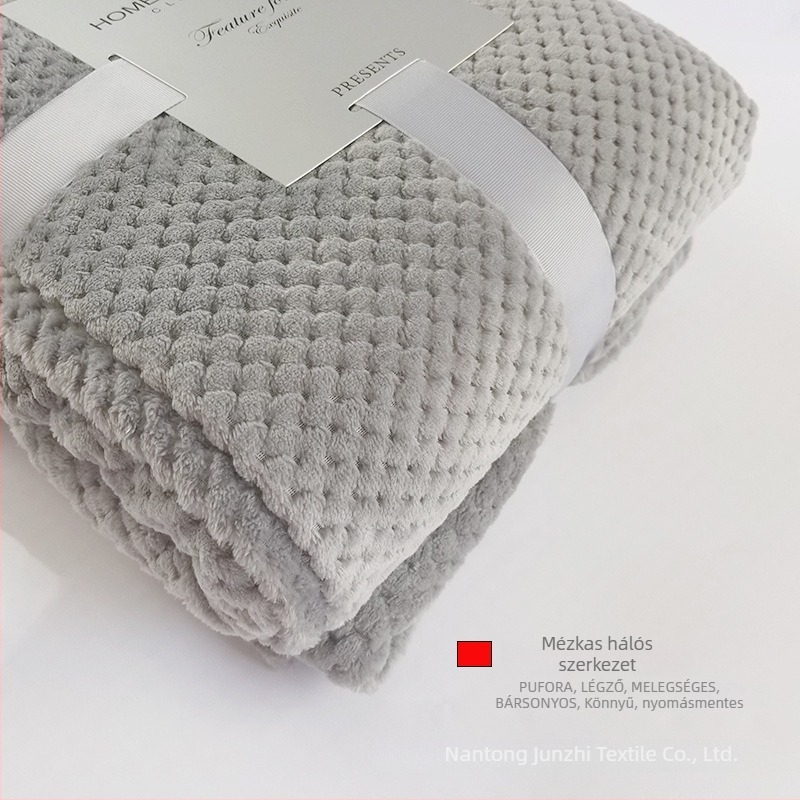 Korall fleece pléd, poliészter 300 g/m², tavasz–ősz, 3-5% zsugorodás, testreszabható feldolgozás