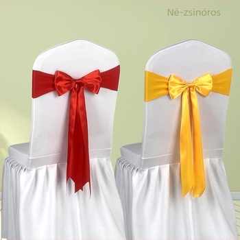 Rugalmas székhát-huzat virágos masnival és díszes szalaggal esküvők és szállodák számára (Anyag: Egyéb; Minta: Rácsos; Stílus: Egyszerű és modern; Funkció: Hőállóság)