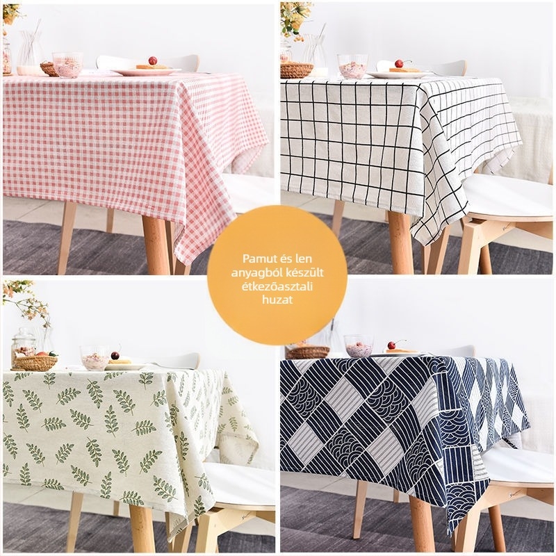 asztalterítő pamut-len anyagból, téglalap alakú, geometriai mintázat, modern minimalist stílus