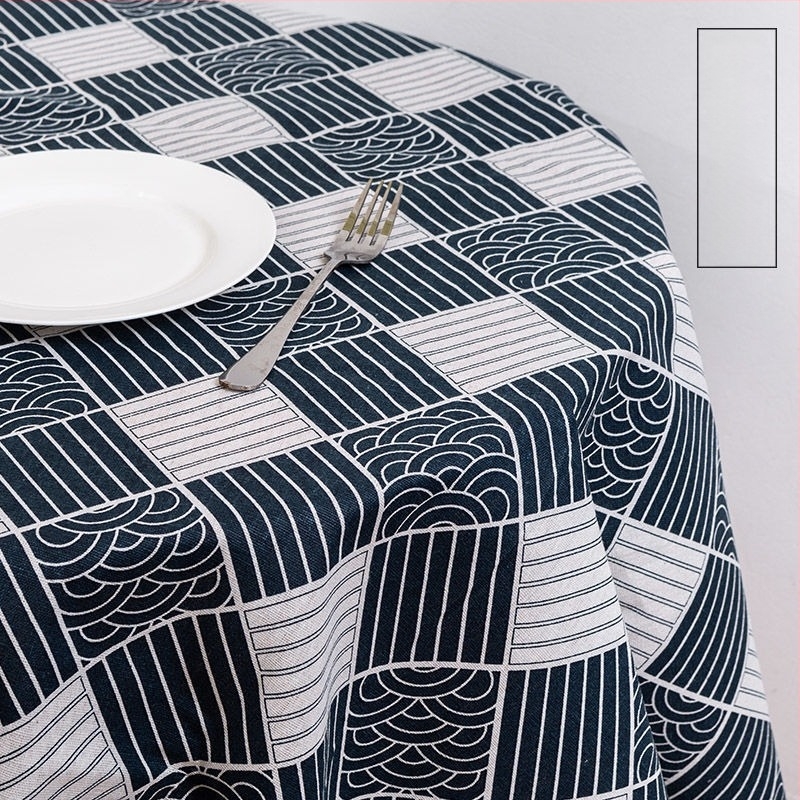 asztalterítő pamut-len anyagból, téglalap alakú, geometriai mintázat, modern minimalist stílus