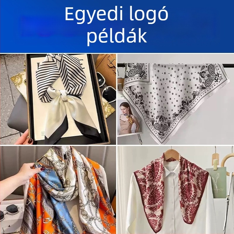 Négyszögletes sál poliészterből, imitált selyem-satén chiffon, szövés: sima, nyári kiegészítő