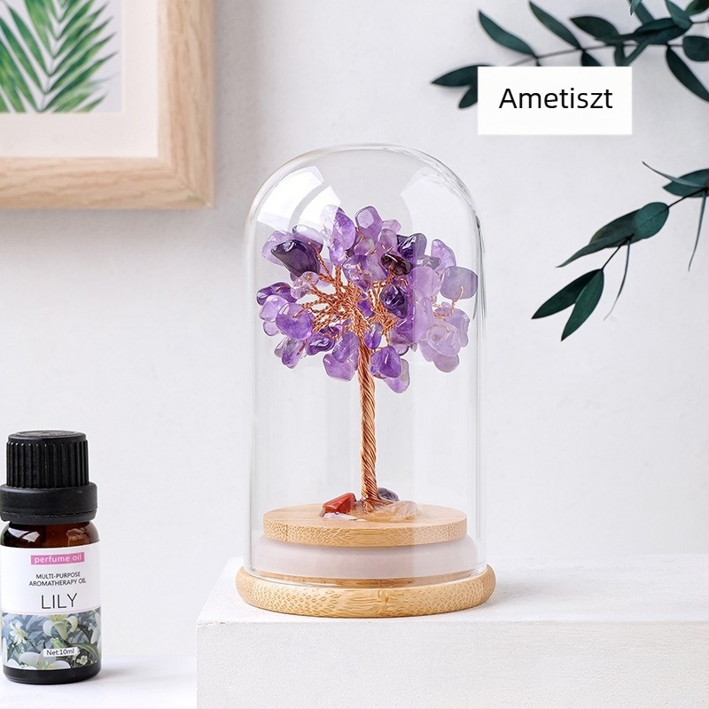 Kristályfa szerencseüveg — modern minimalista stílus; anyag: kristály; kategória: kristályfa; csomagolás: karton