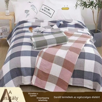 Háromrétegű géz törölköző-pleddel, 99% pamut, reaktív festés, geometriai minta, súly 1,05–1,50 kg, tavasz–ősz