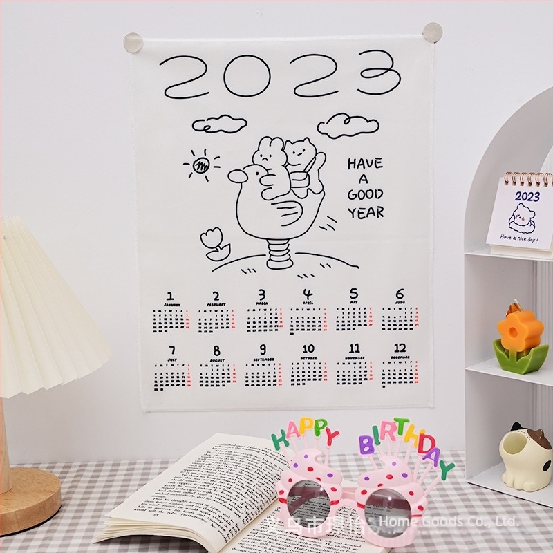 2023 japán stílusú lógó falidísz íróasztalhoz, tanulói dekor naptárral