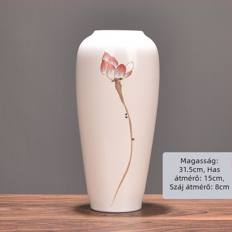 Jingdezhen-i új kínai stílusú kerámia váza virágdíszítéshez, étkezőasztalhoz, nappaliba, előszobába és TV-szekrényhez – kreatív kialítás