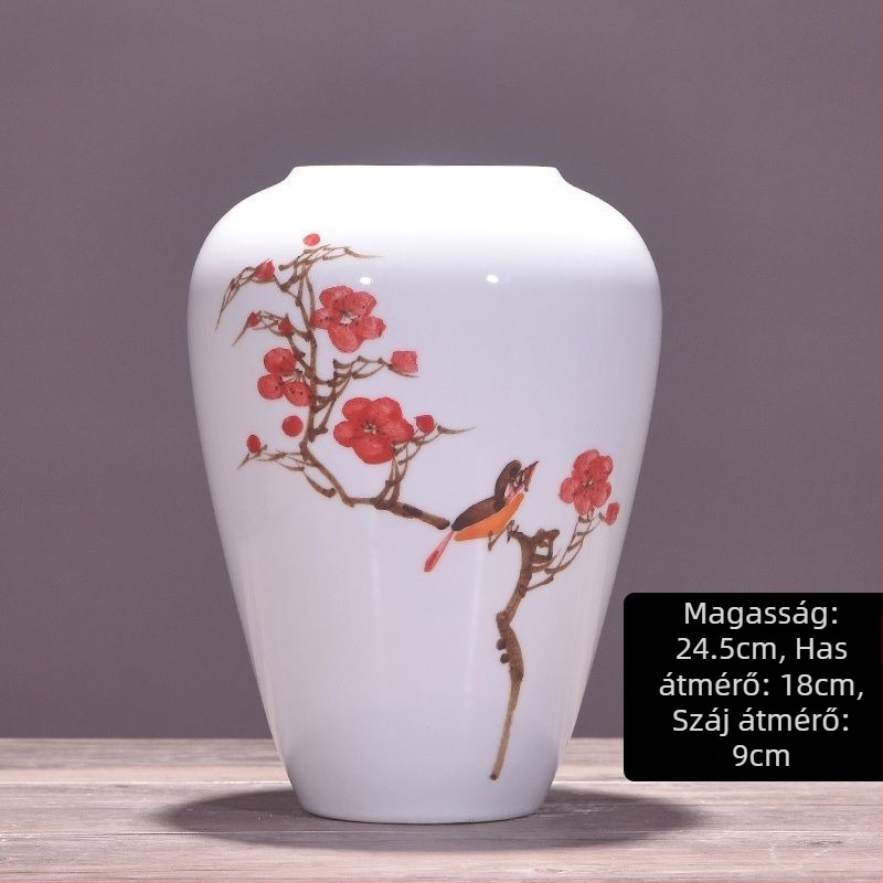 Jingdezhen-i új kínai stílusú kerámia váza virágdíszítéshez, étkezőasztalhoz, nappaliba, előszobába és TV-szekrényhez – kreatív kialítás