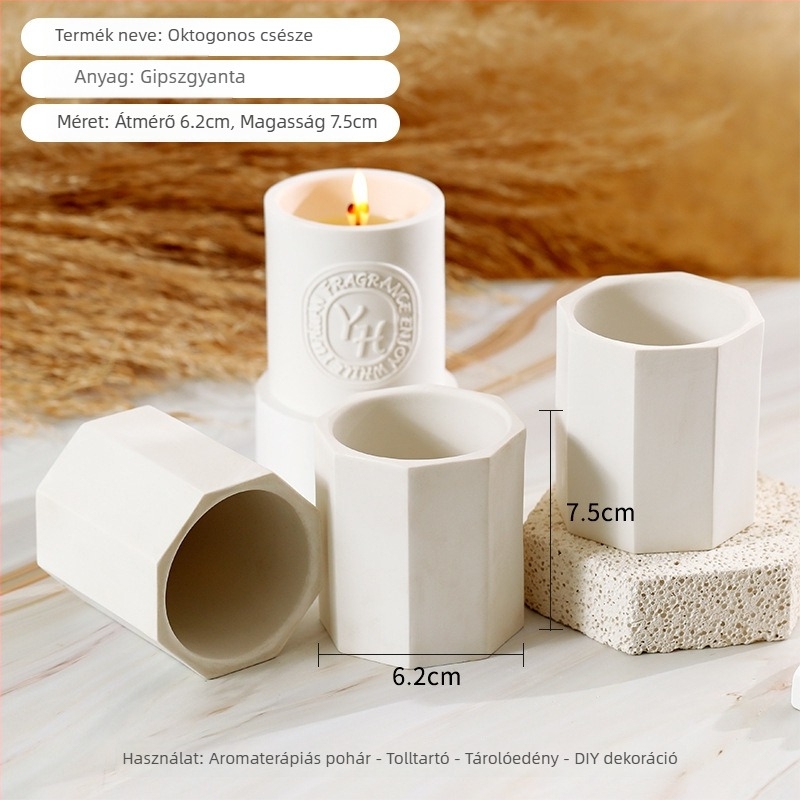Resin nyolcszögletű gyertya pohár — kézzel készített DIY aromaterápia, asztali dekoráció és tolltartó