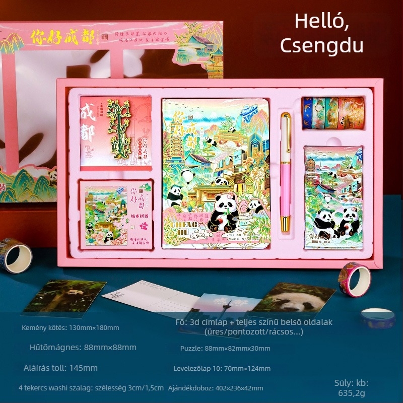 City Notes Napló Készlet – Utazási Látnivalók téma, Papír Napló, Kirakós Szalag és Matricák, Aláírás Toll, Modern Művészeti Ajándékcsomag